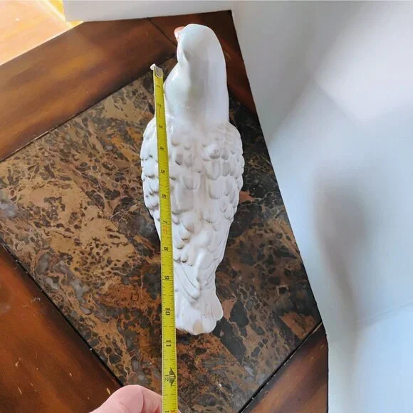 Vintage Majolica White Dove Figurine 9" Tall x 11" Long Chip on Tail Italy - Picture 10 of 13